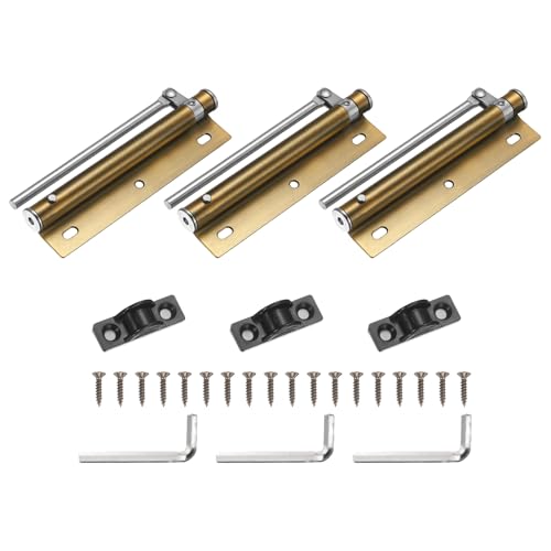 uxcell 3 Pcs 155mm/6.1" Spring Door Closer, Stainless Steel Automatic Door Closers with Adjustable Closing Speed for Home Self-Closing 5kg Door, Yellow Bronze - color: Yellow Bronze, size: 155mm