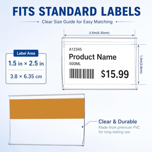 Fainne 100 Pcs Shelf Label Strips 1.5''h x 2.5" L Self Adhesive Bulk