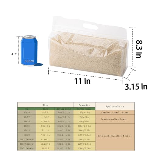 50 Pcs Clear Resealable Bags with wider bottom, 11" x 8.3" Zipper Food Storage Bags with Handle, Stand Up, Reusable, Sealable, for Packaging Products - color: Clear, size: 11" x 8.3"