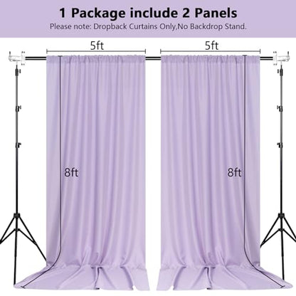 MEETSKY Purple Backdrop Curtains,Wedding Backdrop Drapes,5ft x 7ft,2 Panels - color: Light Purple, size: 60"W x 96"L (Pack of 2)