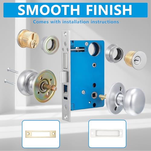 Tandefio 1 Set Double Cylinder Mortise Lock, Left Hand Reverse, Silver - color: Silver, style: Left Hand Reverse