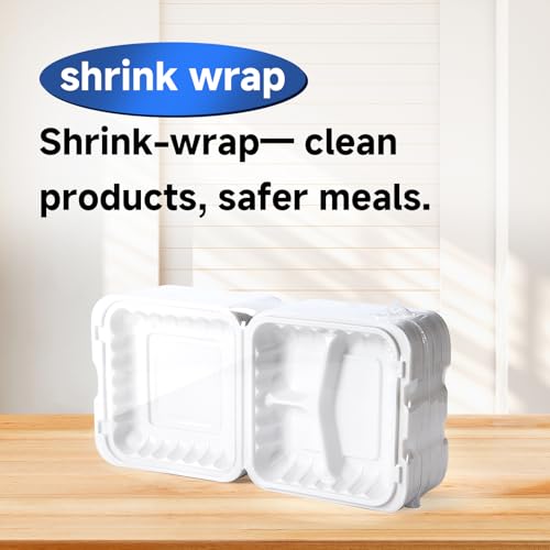 Food Containers 8" 34 oz 55 Pack - Shrink Wrapped Ready to Use - size: 8x8 inch 34 oz