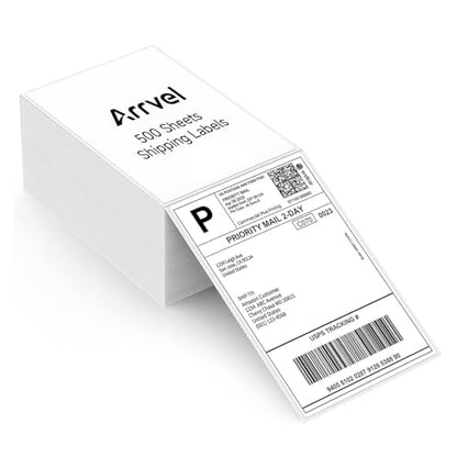 Thermal Shipping Labels 4x6, 500 Sheets Fanfold Direct Thermal Labels, Perforated & Strong Adhesive Mailing Labels Compatible with Rollo, MUNBYN, Nelko, Zebra Printer (Commercial Grade)