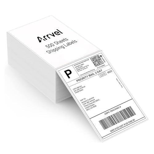 Thermal Shipping Labels 4x6, 500 Sheets Fanfold Direct Thermal Labels, Perforated & Strong Adhesive Mailing Labels Compatible with Rollo, MUNBYN, Nelko, Zebra Printer (Commercial Grade)