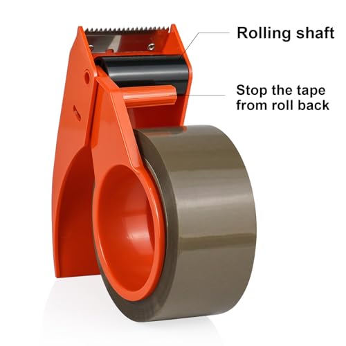 BOMEI PACK Heavy Duty Packing Tape with Dispenser, 12 Rolls + 2 Dispensers