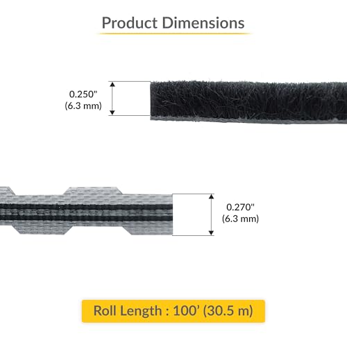 Brixwell Zipper Pile Weatherstrip - 100' Roll, 0.250" Pile Height, Zipper Weatherization Seal for Windows & Doors, Gray Finish, Weatherstrip Replacement, Door Weather Seal - style: 0.250" (6.3mm)