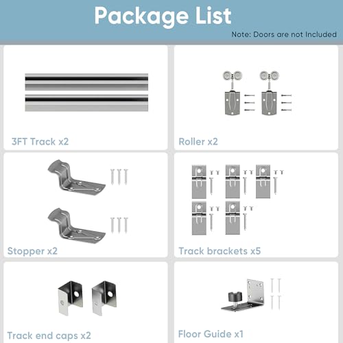 JUBEST 6FT Box Rail Exterior Barn Door Hardware Kit, Heavy-Duty Silver Sliding Barn Door Track System, Wall Mount Door Hardware Kits (Door Not Included) - size: 6FT