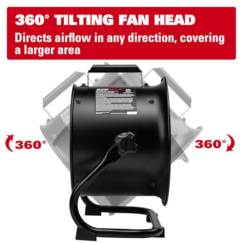 ECOMAX Drum Fan, 10 Inch High Velocity Industrial Shop Fan, Ultra-Quiet - size: 10Inch