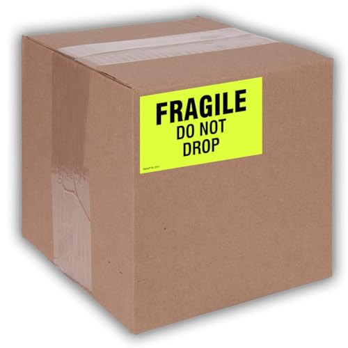 Kenco 3" X 5" Fragile Do not Drop Fluorescent Shipping Label Stickers - 500 Permanent Adhesive Labels Per Roll (10 Pack) - size: 10 PACK