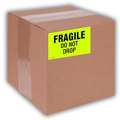 Kenco 3" X 5" Fragile Do not Drop Fluorescent Shipping Label Stickers - 500 Permanent Adhesive Labels Per Roll (10 Pack) - size: 10 PACK