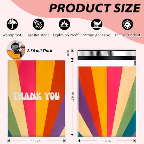Oududianzi Poly Mailers 10x13, 100Pack Shipping Bags, Plastic Packaging Bags, Self-Seal Polymailers, Mailers Poly Bags, Package Bags for Small Business and Clothing - color: Retro Rainbow, size: 10x13 - 100Pack