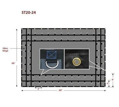 Mytee Products 20' x 24' Flatbed Truck Tarps Heavy Duty Steel Machinery Tarp - Black - size: 20' x 24' (6' Drop)