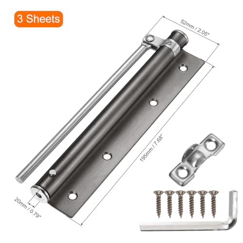uxcell 3 Pcs 195mm/7.68" Spring Door Closer, Stainless Steel Automatic Door Closers with Adjustable Closing Speed for Home Self-Closing 5kg Door, Gray - color: Gray, size: 195mm