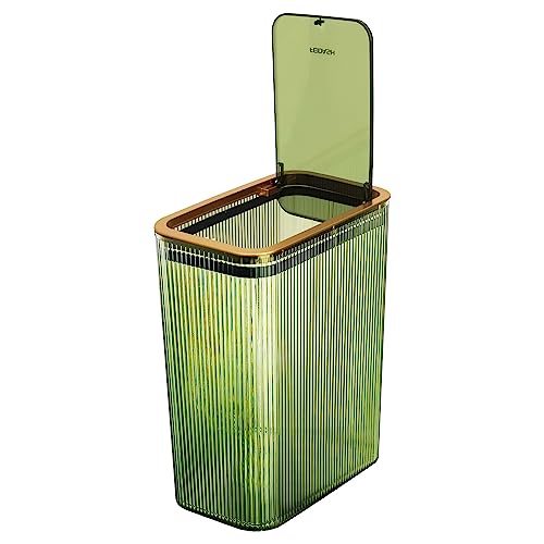 Bathroom Trash Cans with Lids, 2.6 Gallon (Green) - color: Green, style: Top and Bottom Opening