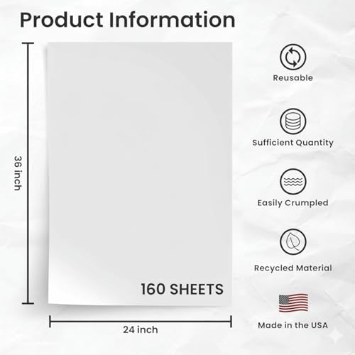 Bryco Goods Large Packing Paper, 24" x 36", 160 Sheets, 10 lbs, Made in USA - size: 24" x 36" (160 Sheets)