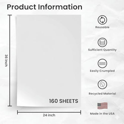 Bryco Goods Large Packing Paper, 24" x 36", 160 Sheets, 10 lbs, Made in USA - size: 24" x 36" (160 Sheets)