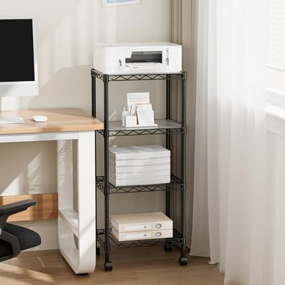 Golpart 4Tier Adjustable Storage Shelves Metal Wire Shelving Standing Shelf - color: Black, size: 4-tier-11.6"Dx17.6"Wx44.2"H