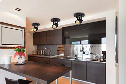 CLOUDY BAY LED Flush Mount Ceiling Spot Light,CRI90+ 8W 600lm 3000K Warm White Dimmable,Adjustable Tilt Angle Ceiling Light Fixture,Black - color: Black | 3000K