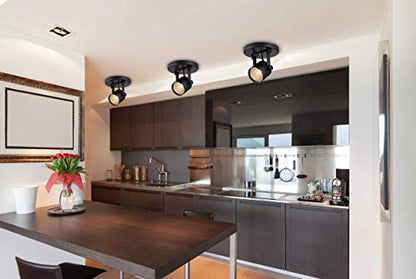 CLOUDY BAY LED Flush Mount Ceiling Spot Light,CRI90+ 8W 600lm 3000K Warm White Dimmable,Adjustable Tilt Angle Ceiling Light Fixture,Black - color: Black | 3000K