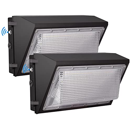 LED Wall Pack Light with Dusk to Dawn Photocell,100W 13000LM 5000K Daylight Wall Pack, AC100-277V Input,500W HPS/HID Equivalent, Waterproof Commercial Security Lighting for Warehouses, Garage, 2 Pack