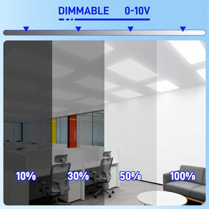 hykolity 2x4 LED Flat Panel Troffer Light 5CCT Dimmable,Drop Ceiling,4Pack