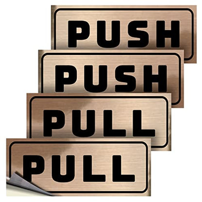 iSYFIX Push Pull Stickers Sign, 5x2 Inch, 2 Pack, Black/Brushed Gold - color: Black / Brushed Gold, size: Horizontal 2x5