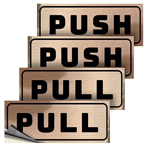 iSYFIX Push Pull Stickers Sign, 5x2 Inch, 2 Pack, Black/Brushed Gold - color: Black / Brushed Gold, size: Horizontal 2x5