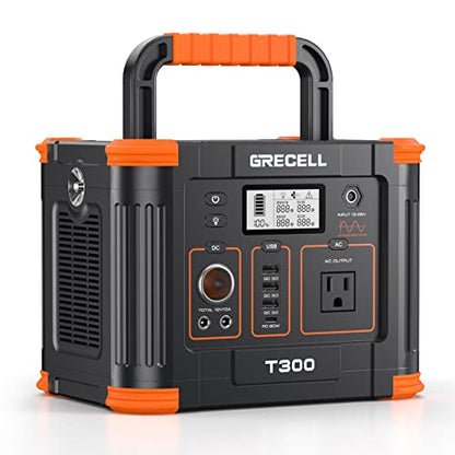 GRECELL Portable Power Station 330W (Peak 600W) 288.6Wh Solar Generator - color: Dark Orange
