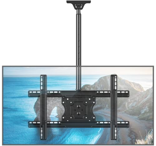 MOUNTUP Ceiling TV Mount for 40-75 Inch Flat Curved TVs, 360° Rotation Heavy Duty Articulating Pole with 99 lbs Capacity, Max VESA 600x400mm, Adjustable Height Ceiling Mount for Restaurant/Office - size: Height 60.6'', Indoor