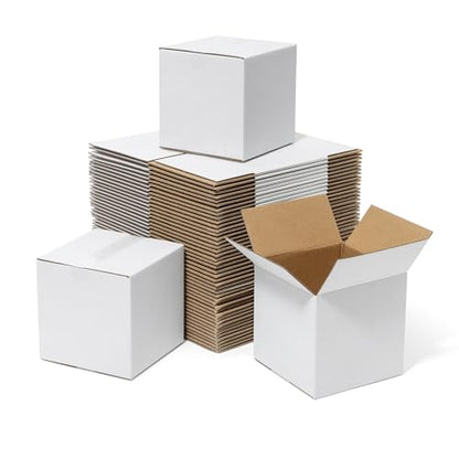 Mefleet 4x4x4" Small Shipping Boxes 100 Pack Corrugated Cardboard Box White - size: 4x4x4 inches (100 Pack)