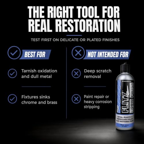 Flitz Multi Purpose Metal Polish Liquid - 16oz Bottle of USA-Made Tarnish Remover - For Aluminum, Chrome, Brass, Nickel, Silver - Non-Abrasive Metal Cleaner and Polish, Restorer (6 Pack) - size: 16 Fl Oz (Pack of 6)