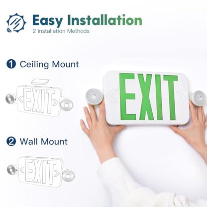 FREELICHT 6 Pack Green LED Exit Signs with Emergency Lights - color: Green