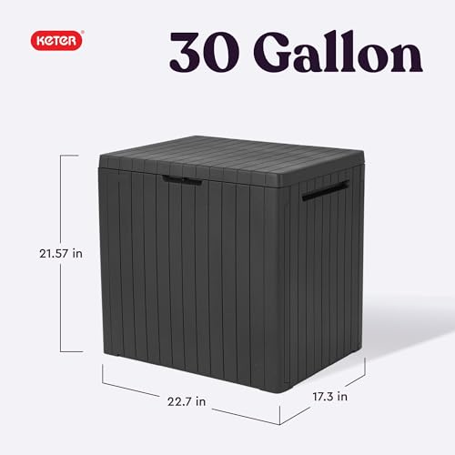 Keter City 30 Gal Outdoor Storage Box and Patio Side Table - color: Dark Grey