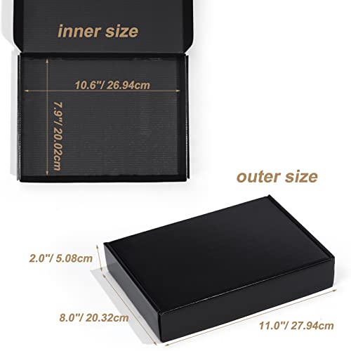 ZBEIVAN 11x8x2 Black Shipping Boxes, 20 Packs Corrugated Cardboard Literature Mailer Boxes for Packaging Small Business Mailing Gifts Wrap Boxes with Lids - color: black, size: 11x8x2