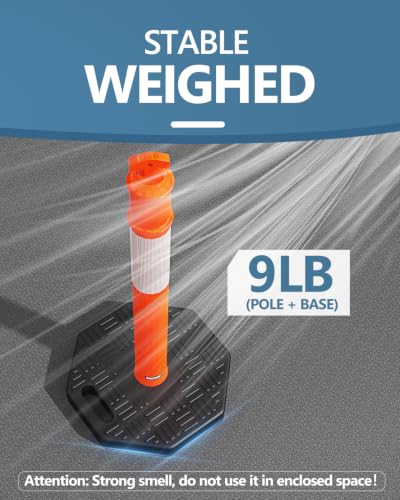 BATTIFE 45 inch Traffic Cones Delineator Posts with Base Orange 3 Pcs - color: Orange