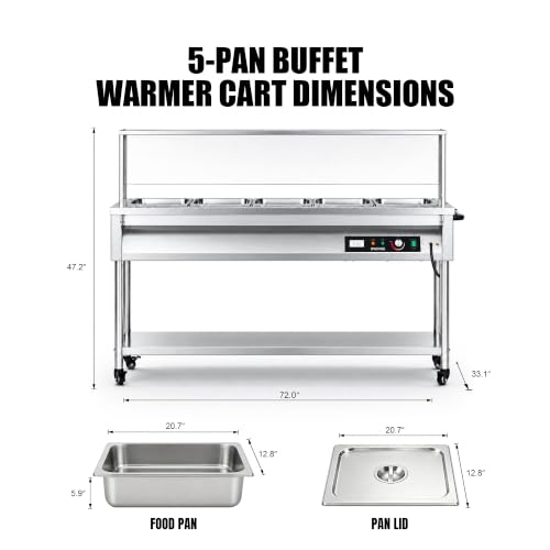 Steam Table, Commercial Electric Food Warmer for Buffet Catering,Incl.Work Table,Bain-Marie (Water Bath - 100QT (110-120V)) - size: Water Bath - 100QT (110-120V)