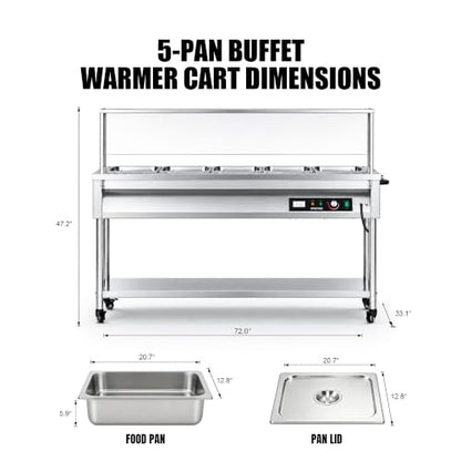Steam Table, Commercial Electric Food Warmer for Buffet Catering,Incl.Work Table,Bain-Marie (Water Bath - 100QT (110-120V)) - size: Water Bath - 100QT (110-120V)