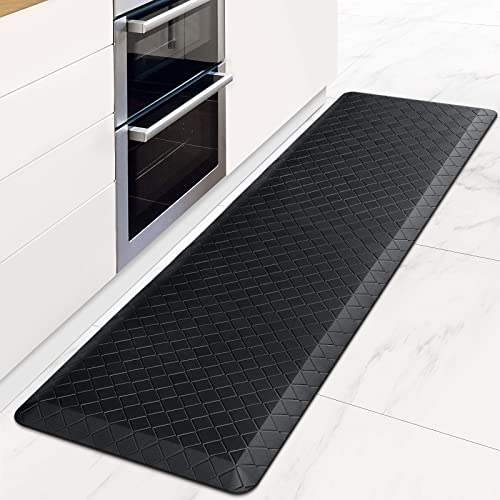 HappyTrends Kitchen Floor Mat - 4/5 Inch Thick Anti-Fatigue Kitchen Rug - color: Black, size: 60"L x 17.3"W x 0.8"Th