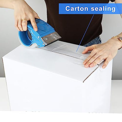 3 Inch Wide Packing Tape with Dispenser,2.4 Mil x 55 Yards Heavy Duty Packaging Tape Refill for Shipping,Industrial Grade,Urtal Strong Boxing Tape for Moving,Mailing and Storages (Clear) - color: Clear