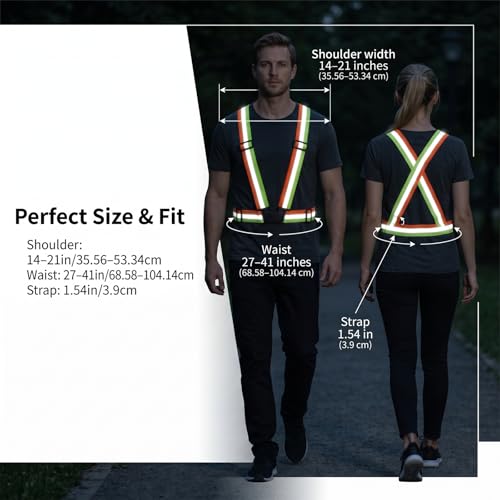 2PCS High Visibility Reflective Safety Vest, Reflective Safety Suspenders, 2 Inch Wide Straps, Adjustable and Elastic, Safety & High Visibility for Running, Cycling, Walking, Construction, Motorcycle