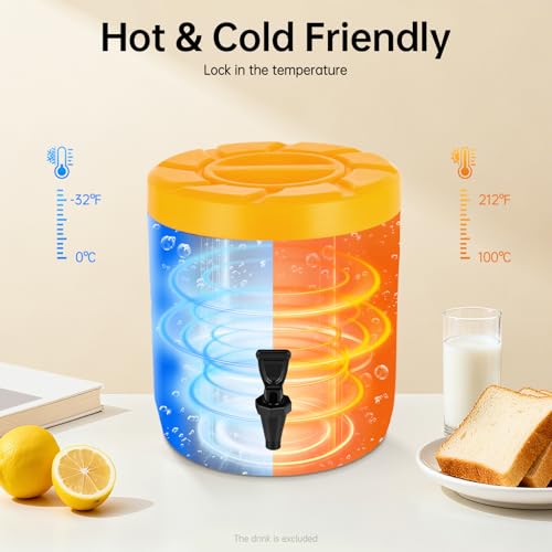 3 Gallon Insulated Beverage Dispenser, Stainless Steel Commercial Drink Dispenser with Spigot, 24H Hot/Cold Thermal Carafe for Coffee, Tea, Water, Parties, Blue - color: Blue, size: 3Gal / 11L
