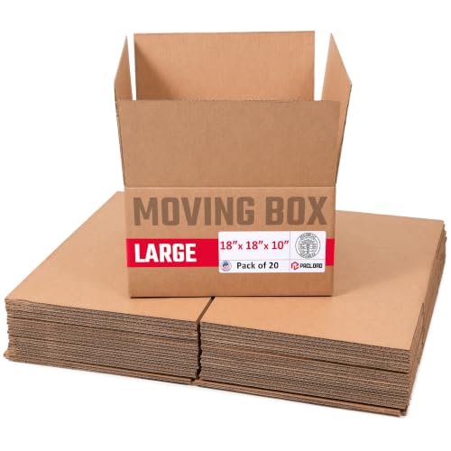 Large Moving Cardboard Boxes 18"L x 18"W x 10"H (Pack of 20) - USA-Made Packing Boxes for Moving, Shipping, or Storage - USPS, UPS, FedEx Approved - Professional Packing Supplies - color: Pack of 20, size: Large 18x18x10"
