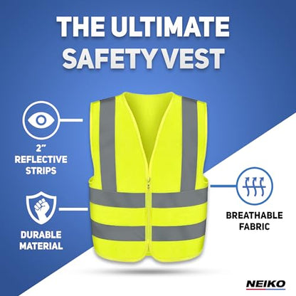 Neiko High Visibility Safety Vest, ANSI Class 2, No Pocket - color: Yellow, size: 4X-Large, style: Vest