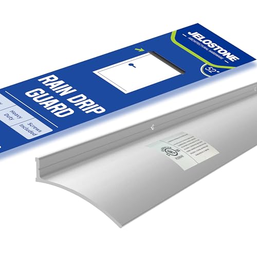 52" L x 2.5" W Commercial Grade Door Rain Drip Guard(Aluminum) - UL Rated Over Door and Window Drip Cap Rain Deflector - Drip Edge Roof Rain Diverter Guards House - JS-346RD, Clear Anodized - color: Clear Anodized