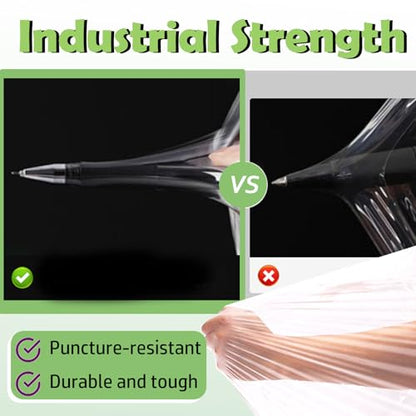 Clear Stretch Wrap Film,4" x 2000Ft Pallet Wrap Roll with Handle for Moving Supplies,80 Gauge Industrial Strength Durable Self-Adhering Packing, Moving, Heavy Duty Stretch Film, 500Ft x 4 Pack