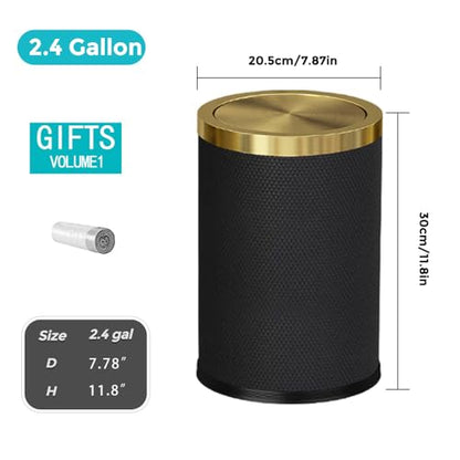 2.4 Gallon Bathroom Trash Can with Lid, Checked Black - color: 9L-Checked Black