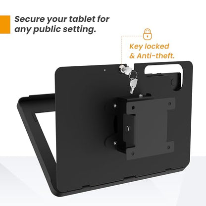 Tablet Wall Mount Compatible with Samsung Galaxy Tab A8, Anti-Theft with Lock, Tiltable Wall Mount - color: Black