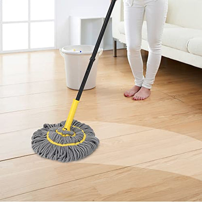 KeFanta Self-Wringing Twist Mop with 1 Extra Refill, 57 " Long Handle, Gray - color: Gray (1 Handle & 2 Mop Heads)