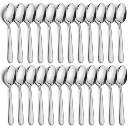 24-Piece Dinner Spoons Set - 6.7" Stainless Steel Spoons Silverware, Durable Dessert Spoons, Table Spoon Use for Home, Kitchen and Restaurant - Mirror Polished, Dishwasher Safe - size: 24p Dinner Spoons