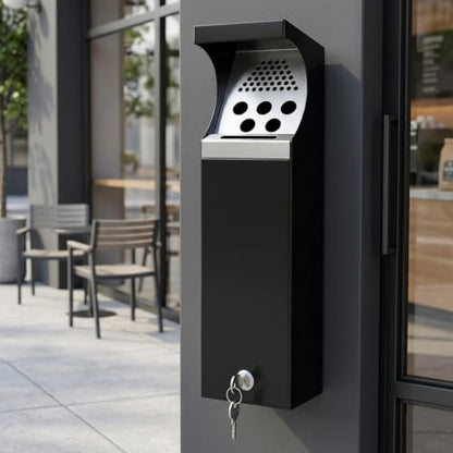 Wall Mounted Trash Can Outdoor Cigarette Butt Disposal Receptacle